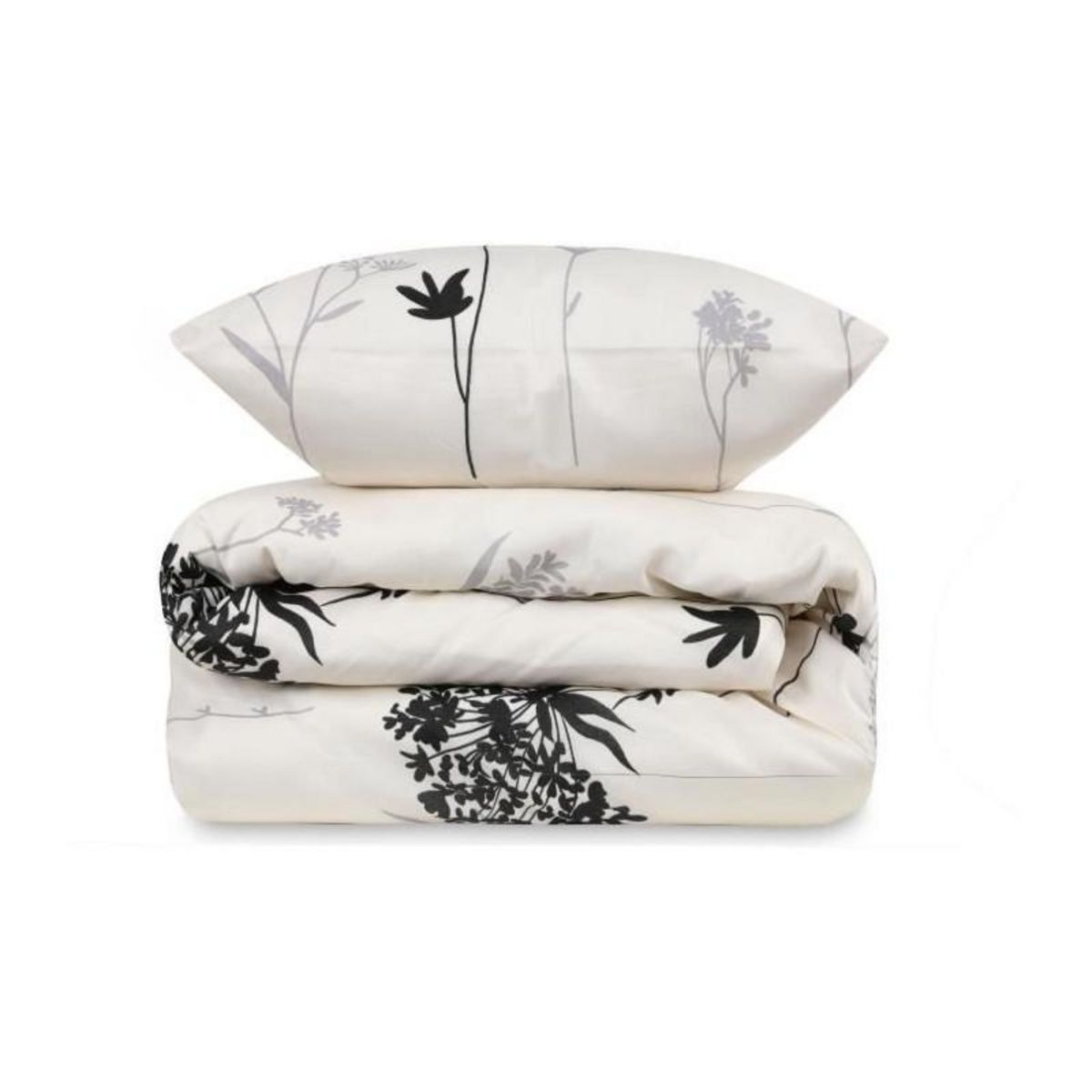 GENERIQUE Parure de lit - 1 housse de couette 220 x 240 cm + 2 taies d'oreiller 60 x 60 cm - 65% coton, 35% polyester - Beige