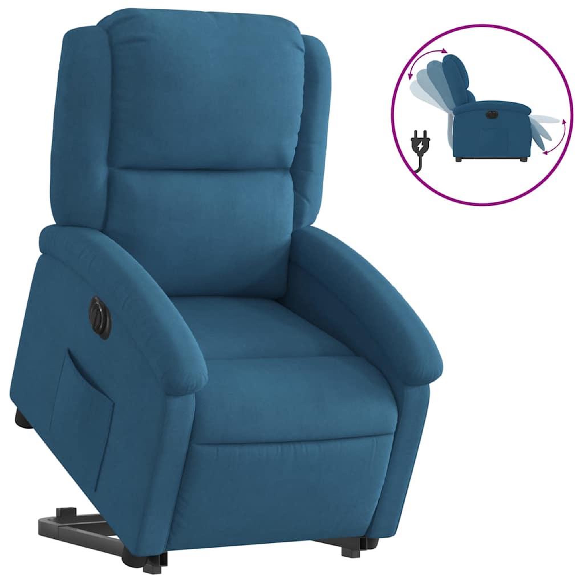 Voir la diapositive 2 : VIDAXL Fauteuil inclinable electrique bleu velours