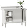 Voir la diapositive 5 : VIDAXL Table de travail de cuisine avec portes coulissantes inox