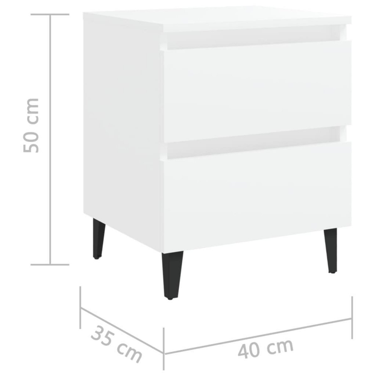 VIDAXL Tables de chevet 2 pcs blanc 40x35x50 cm bois d'ingenierie