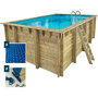 Voir la diapositive 1 : Habitat et Jardin Piscine bois rectangle   Panama 130  - 6.20 x 4.10 x 1.45 m + Bâche à bulles 180 µ - Bâche hiver 280 g/m² +