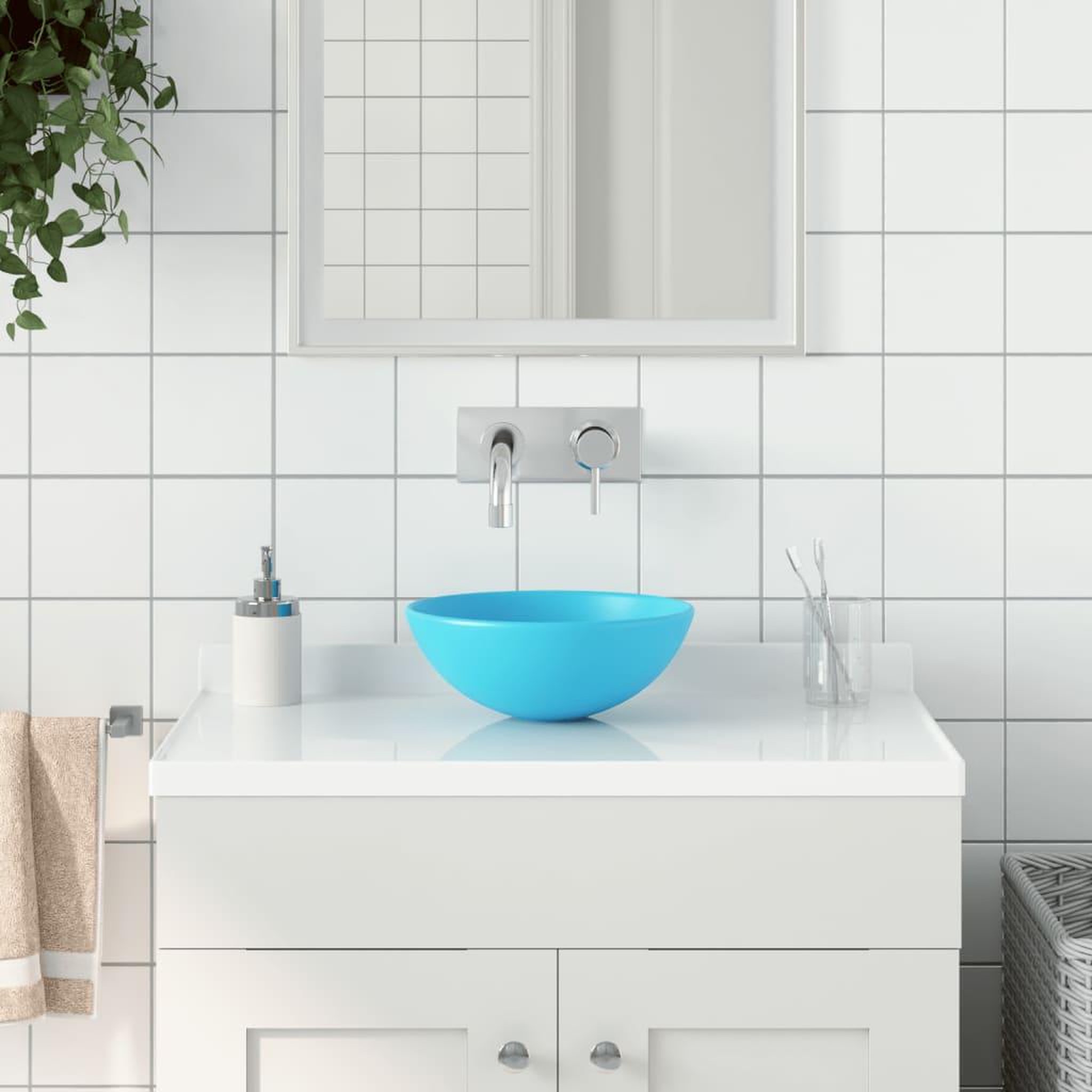 Voir la diapositive 1 : VIDAXL Lavabo de salle de bain Ceramique Vert Rond