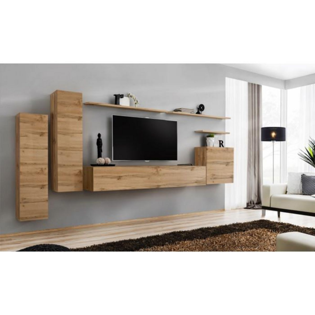 Paris Prix Meuble TV Mural Design  Switch I  330cm Naturel