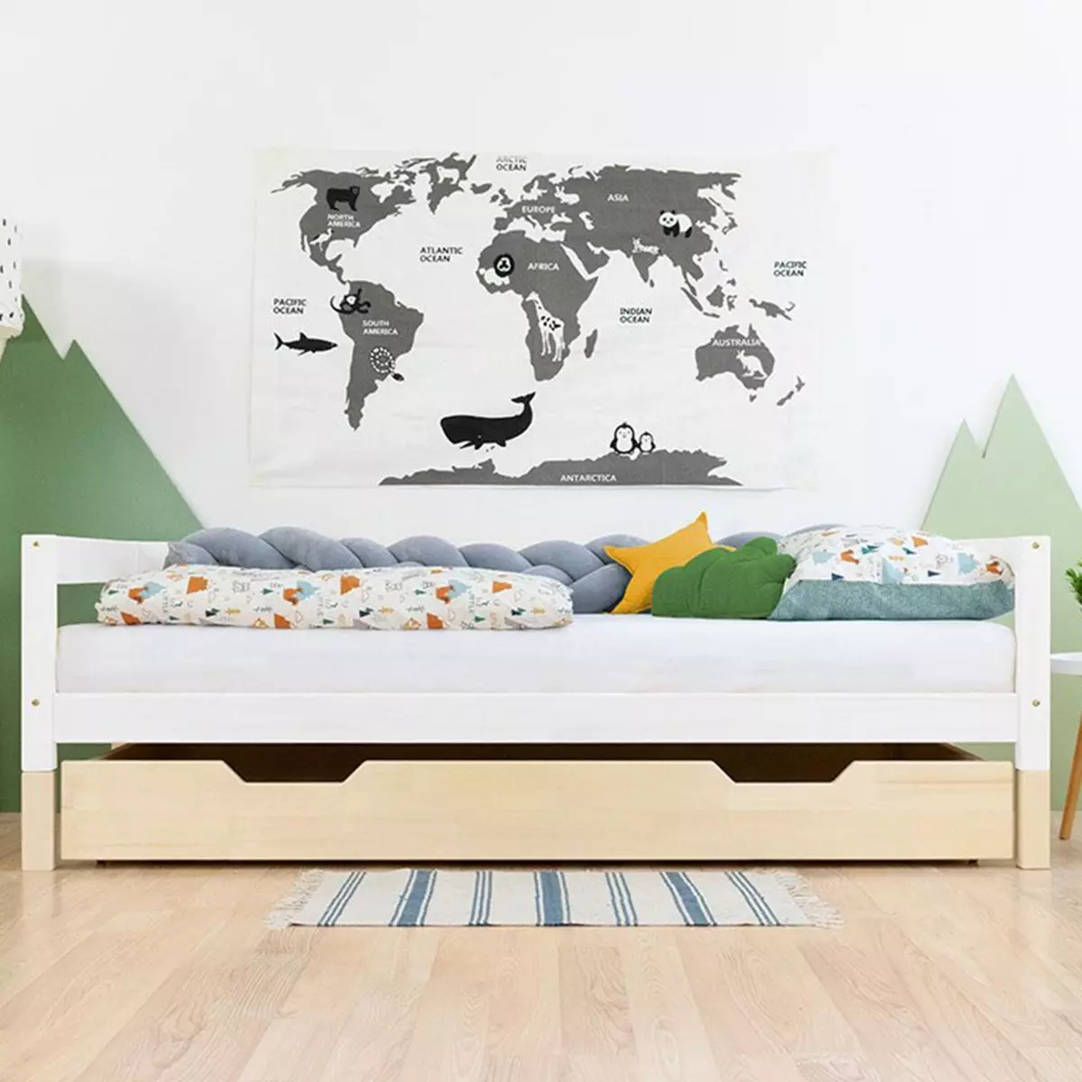 Youdoit Tiroir lit à roulettes - couleur bois naturel pour lit 80 x 200 cm