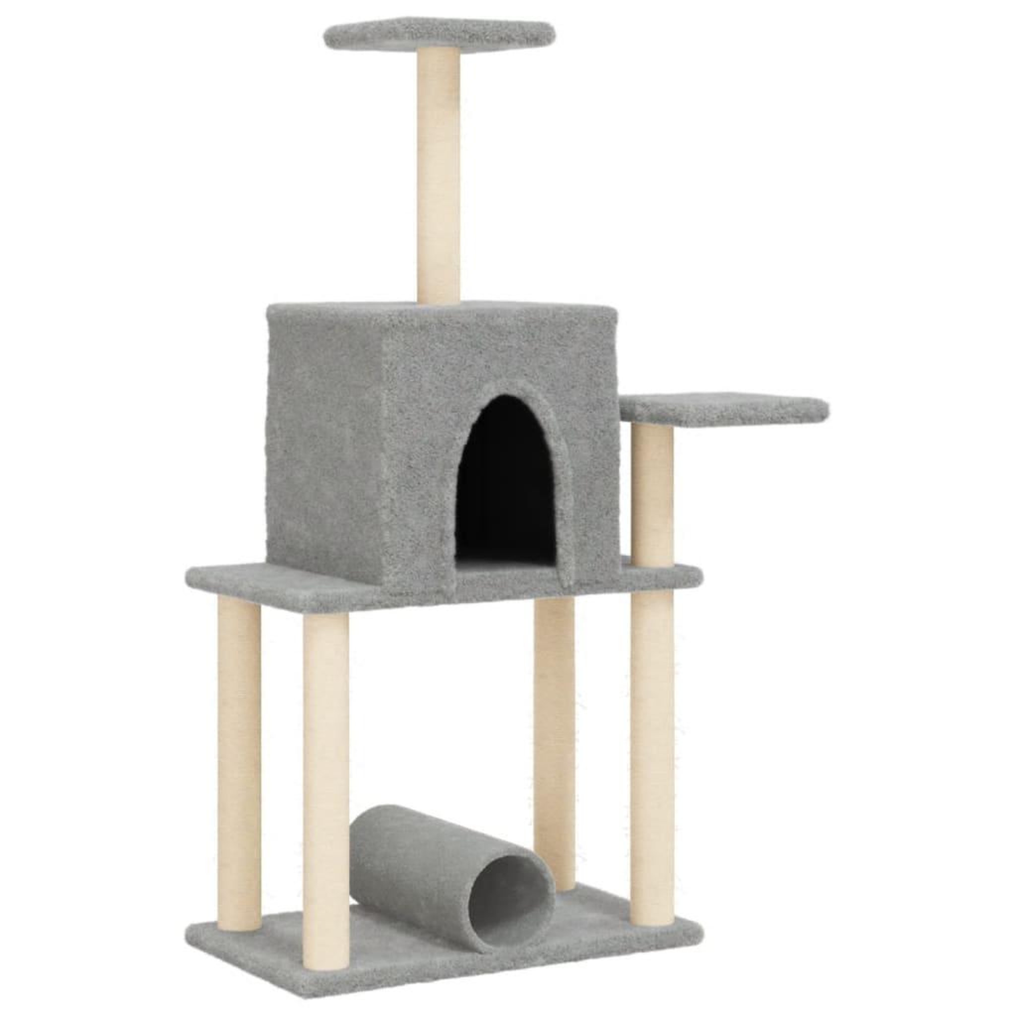 Voir la diapositive 2 : VIDAXL Arbre a chat avec griffoirs en sisal gris clair 122 cm
