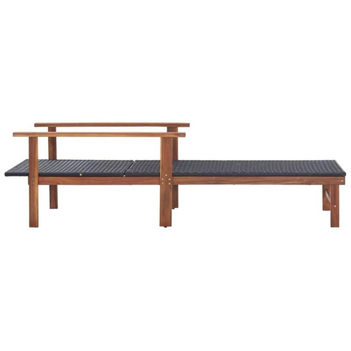 VIDAXL Chaise longue Résine tressée et bois d acacia massif Noir