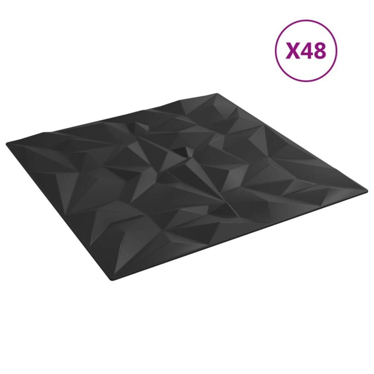 VIDAXL Panneaux muraux 48 pcs noir 50x50 cm XPS 12 m^2 amethyste