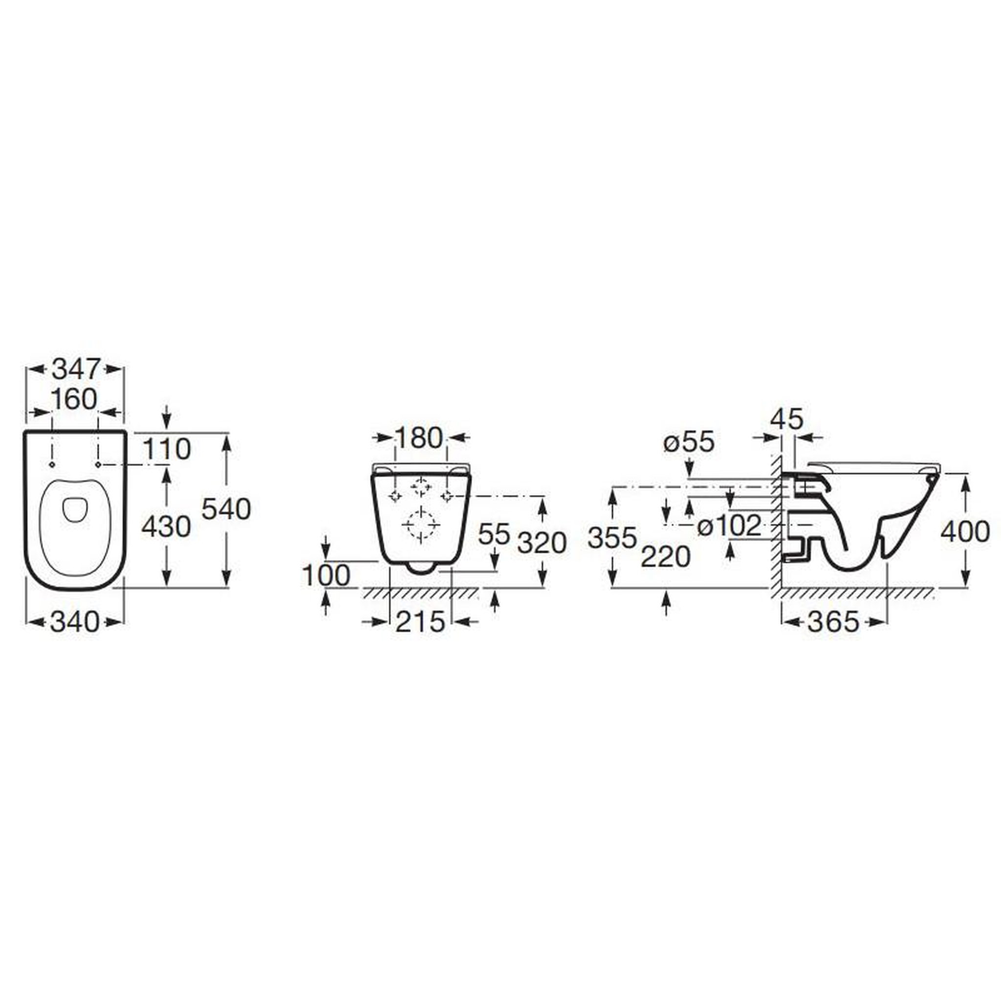 Voir la diapositive 2 : Roca Pack WC carré cuvette et abattant THE GAP SQUARE ROCA A34H47L000