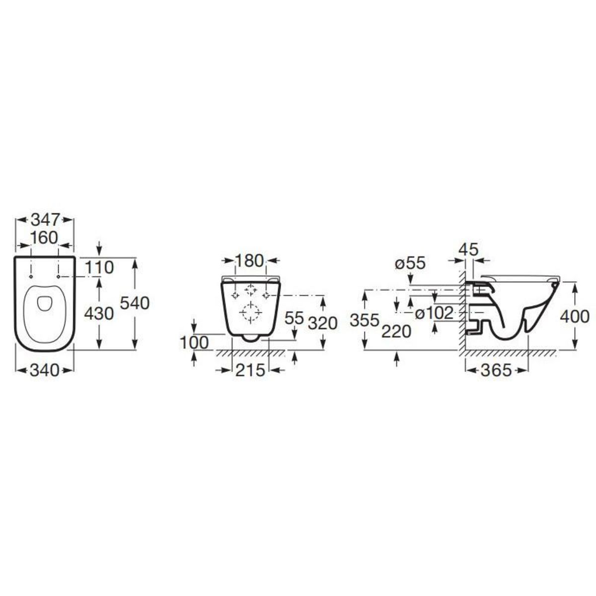 Roca Pack WC carré cuvette et abattant THE GAP SQUARE ROCA A34H47L000