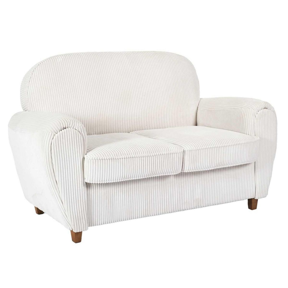 The Home Deco Factory Canapé club en tissu côtelé Drammen - 2 Places - Beige