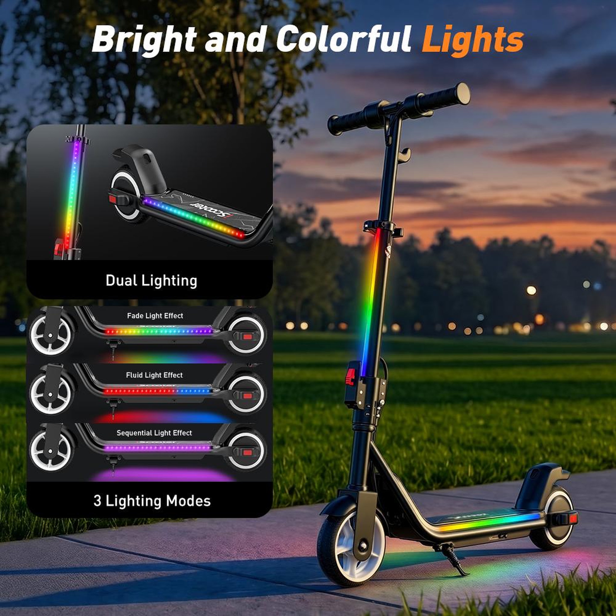 Voir la diapositive 6 : ISCOOTER Trottinette électrique enfant iscooter ik3max, pliable, hauteur réglable, bluetooth et lumières led, jusqu'à 10 km/h
