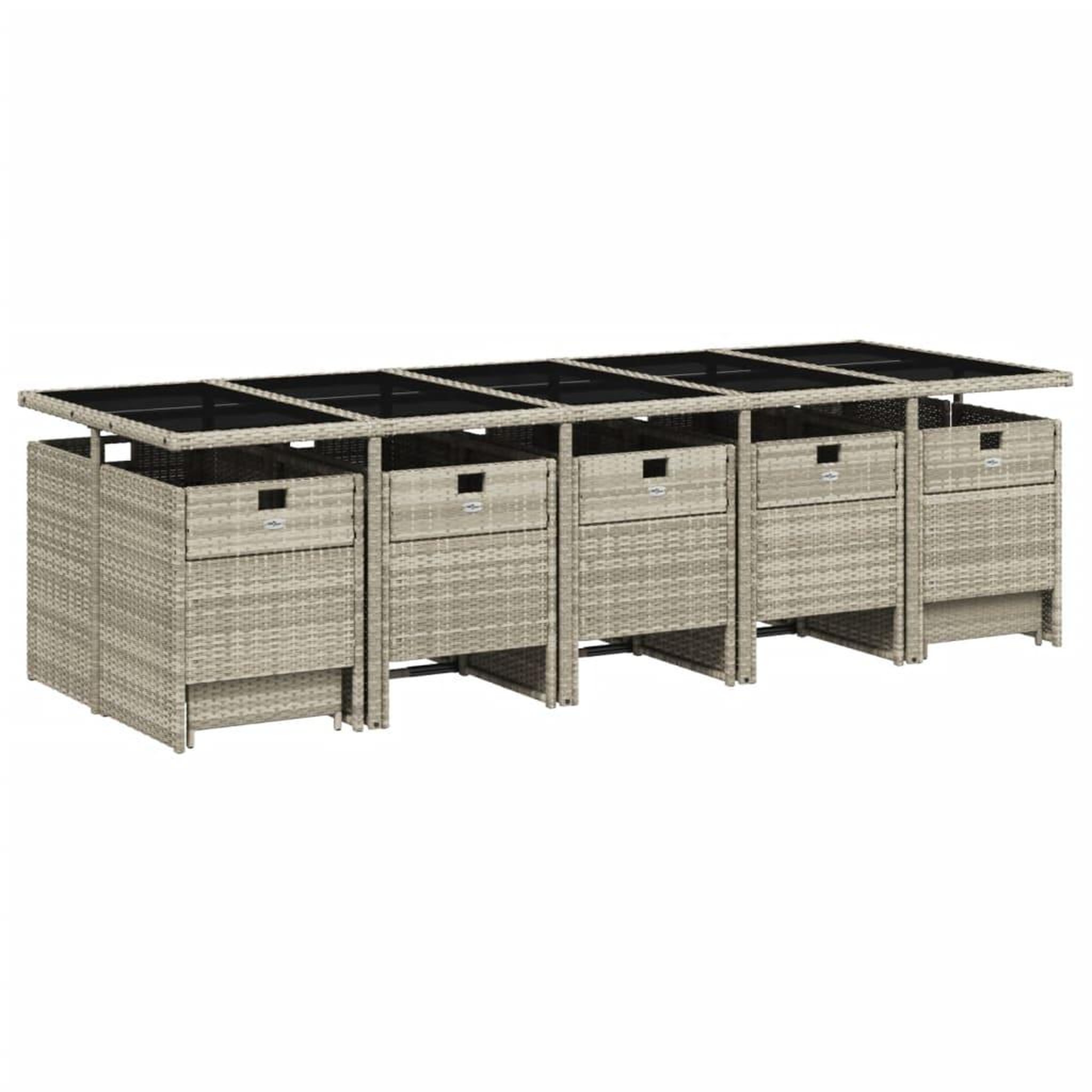 Voir la diapositive 3 : VIDAXL Ensemble a manger de jardin et coussins 15 pcs gris clair rotin