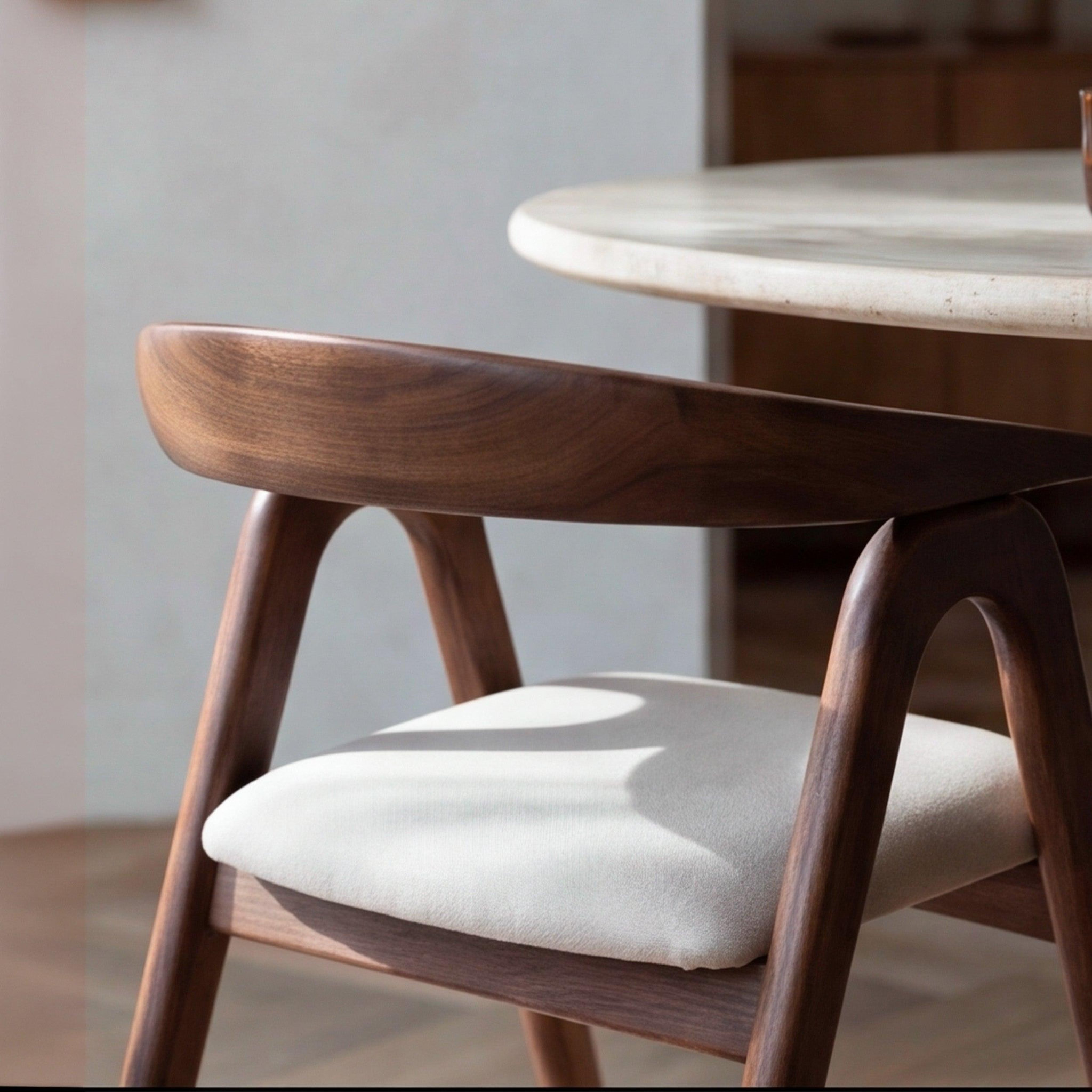 Voir la diapositive 6 : MAISON PAVANE Chaise en bois d'hévéa marron et tissu beige-Hawa