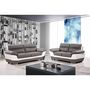 Voir la diapositive 2 : Habitat et Jardin Canapé fixe en cuir reconstitué et PVC   Dallas  - 169 x 88 x 90 cm - 2 places - Gris/Blanc
