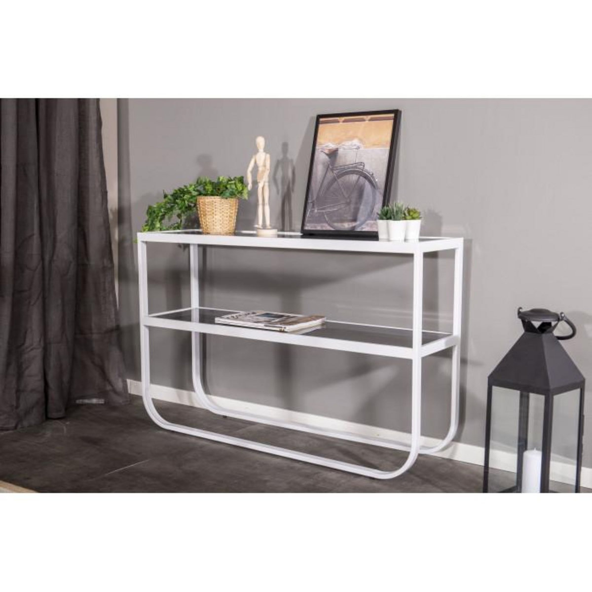 Paris Prix Console Design en Verre  Rocker  110cm Blanc
