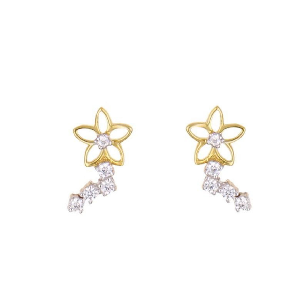 L'ATELIER D'AZUR Boucles d'Oreilles Or Jaune - Fleur Sertie de Zirconiums - Femme