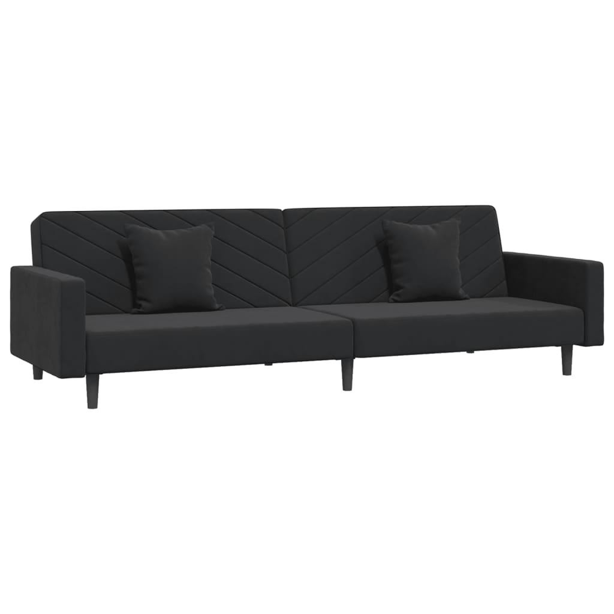Voir la diapositive 2 : VIDAXL Canape-lit a 2 places avec deux oreillers Noir Velours