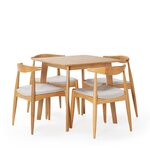 VS VENTA-STOCK Ensemble table 80x80 cm et 4 chaises de salle à manger Corzo Chêne