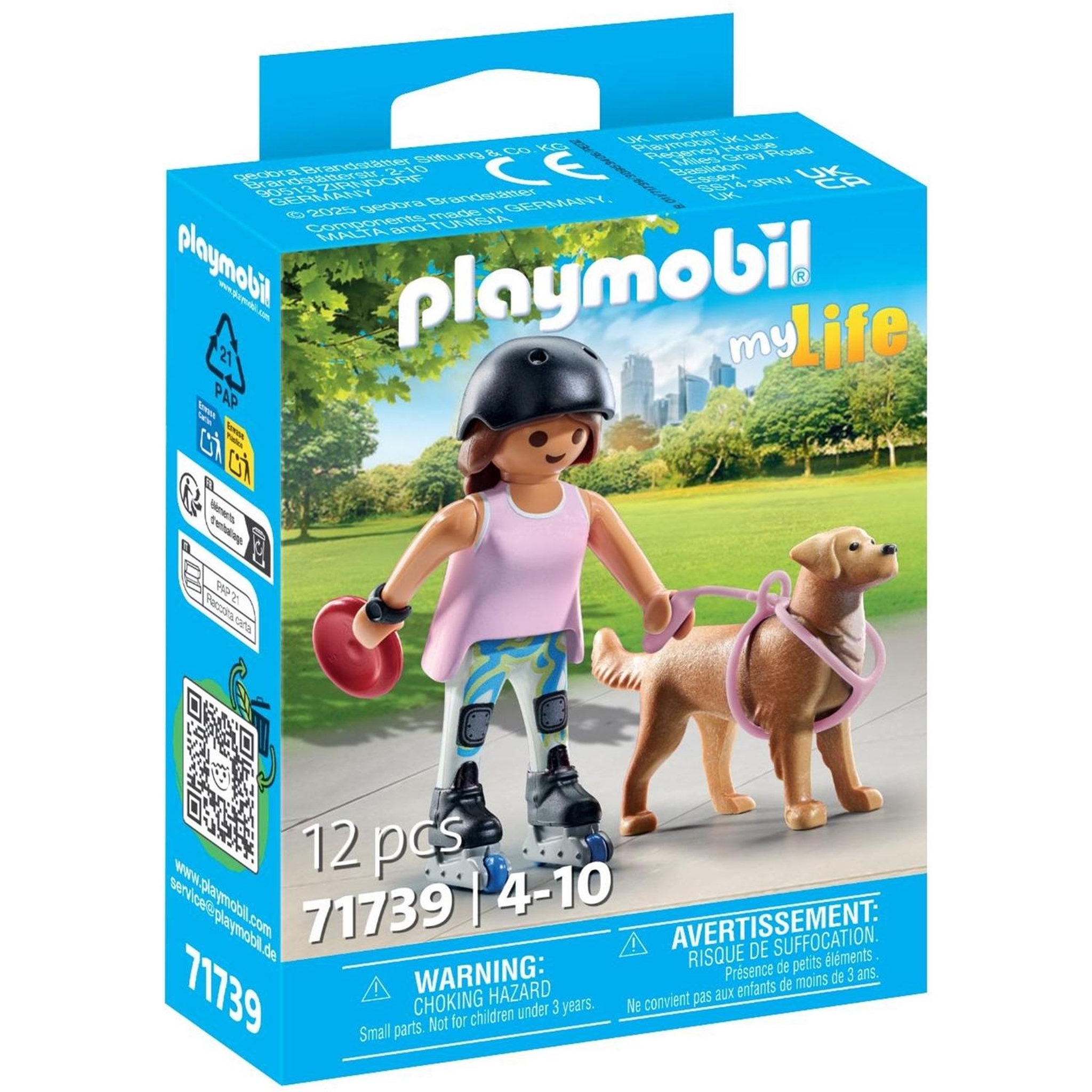 PLAYMOBIL Jeune fille rolleuse avec Retriever et accessoires