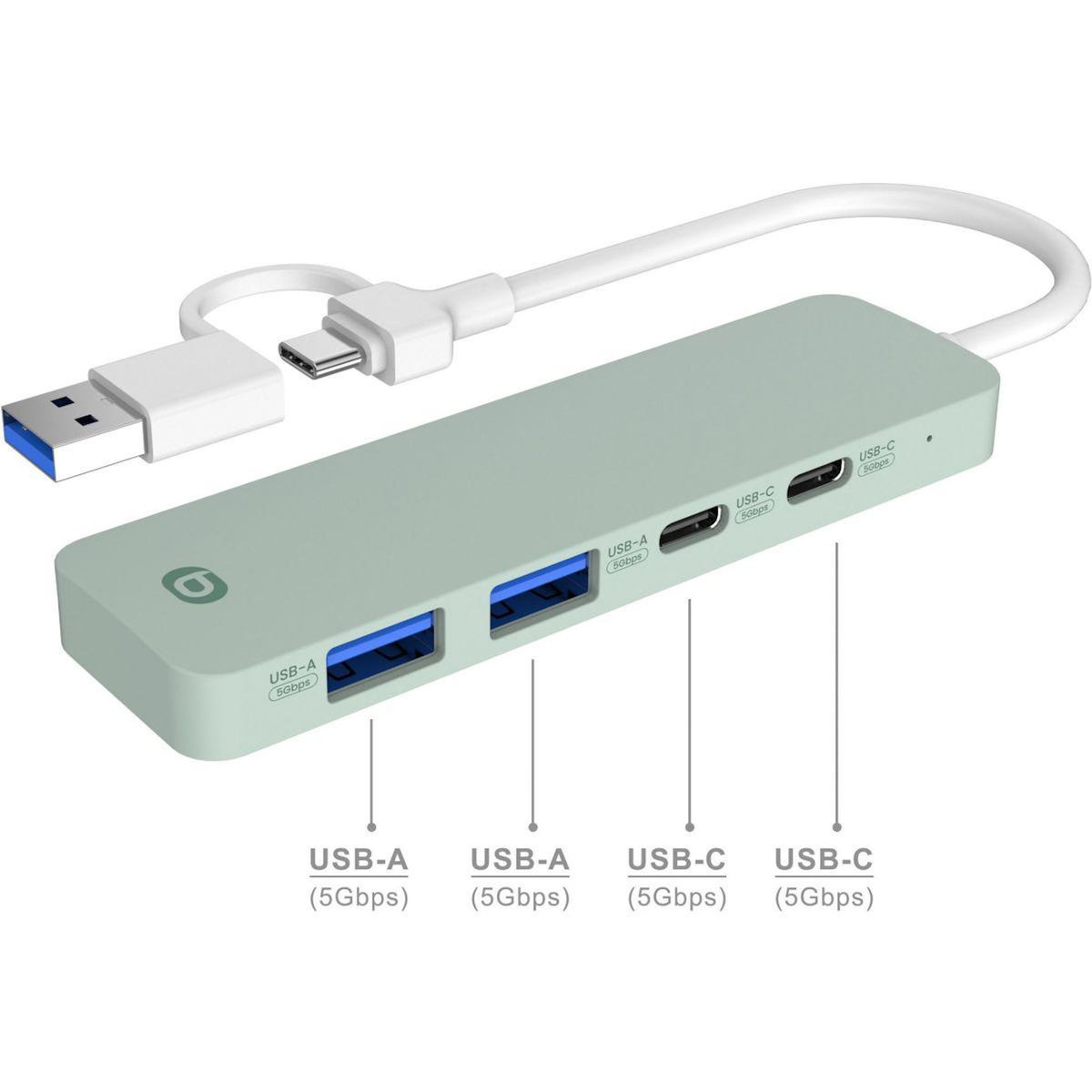 ESSENTIEL B Hub USB C 4 en 1 USB C Vert -Vr