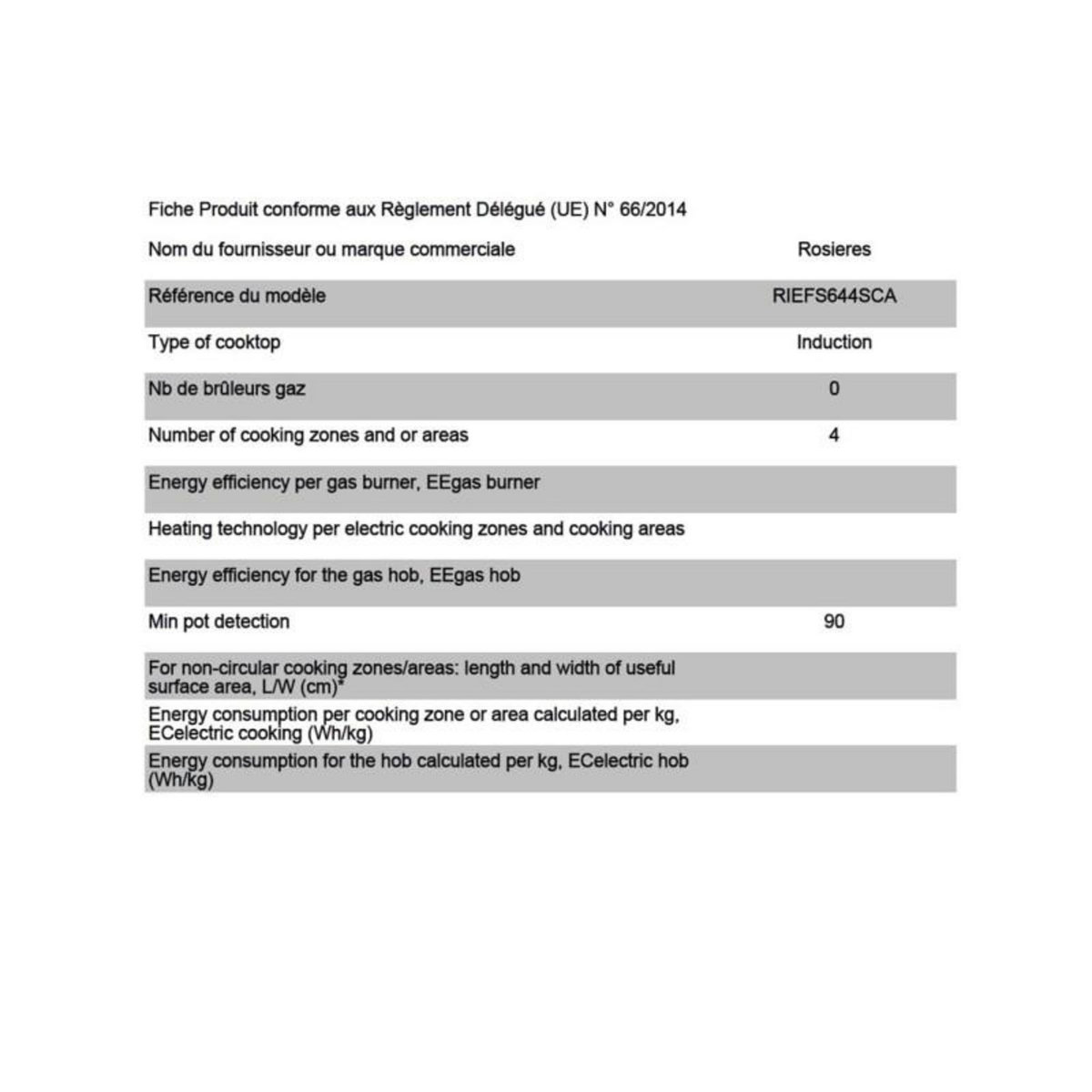 Rosieres Plaque induction Rosieres RIEFS644SCA
