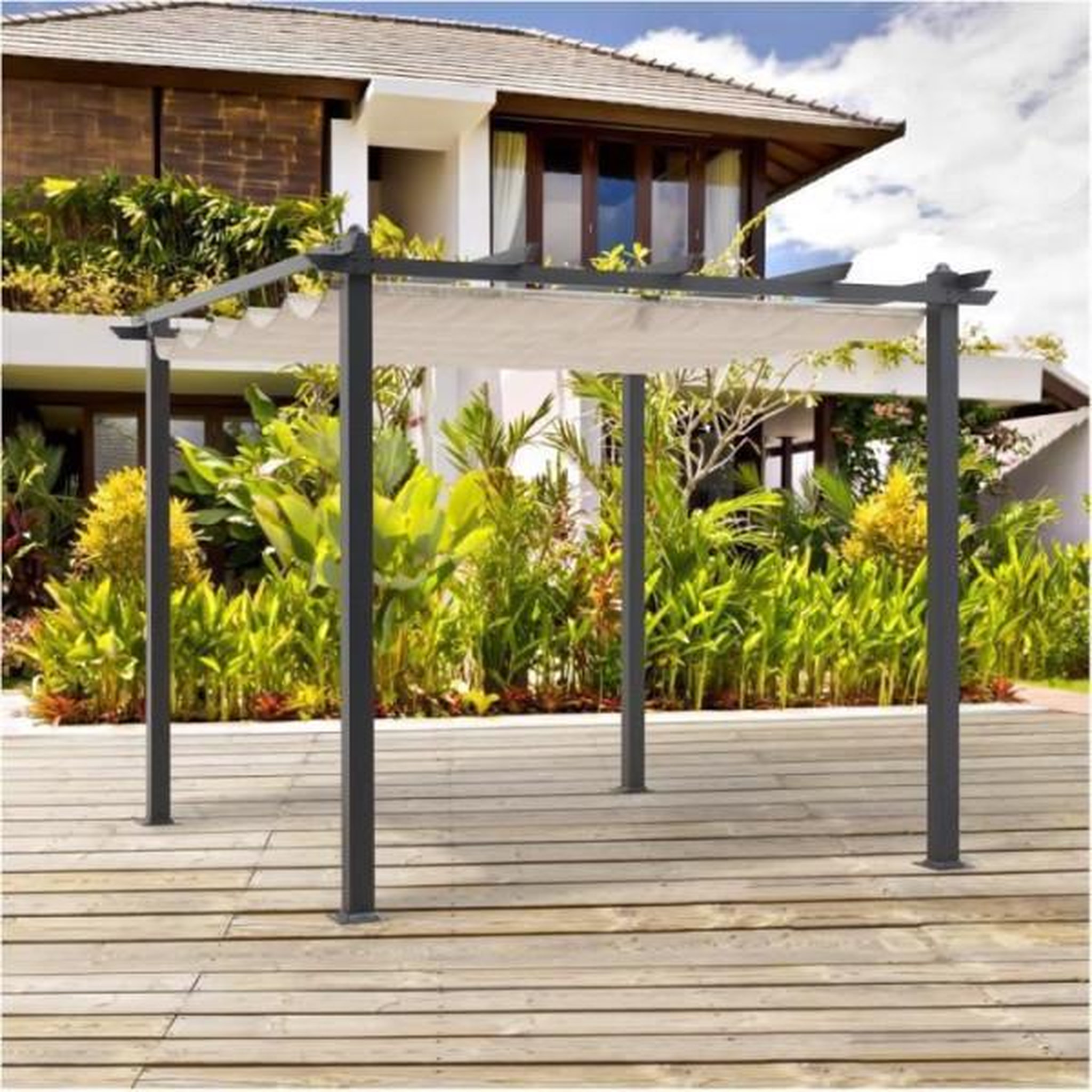 Voir la diapositive 4 : MARKET24 Pergola en aluminium CORDOBA - Beige - 3 x 3 m