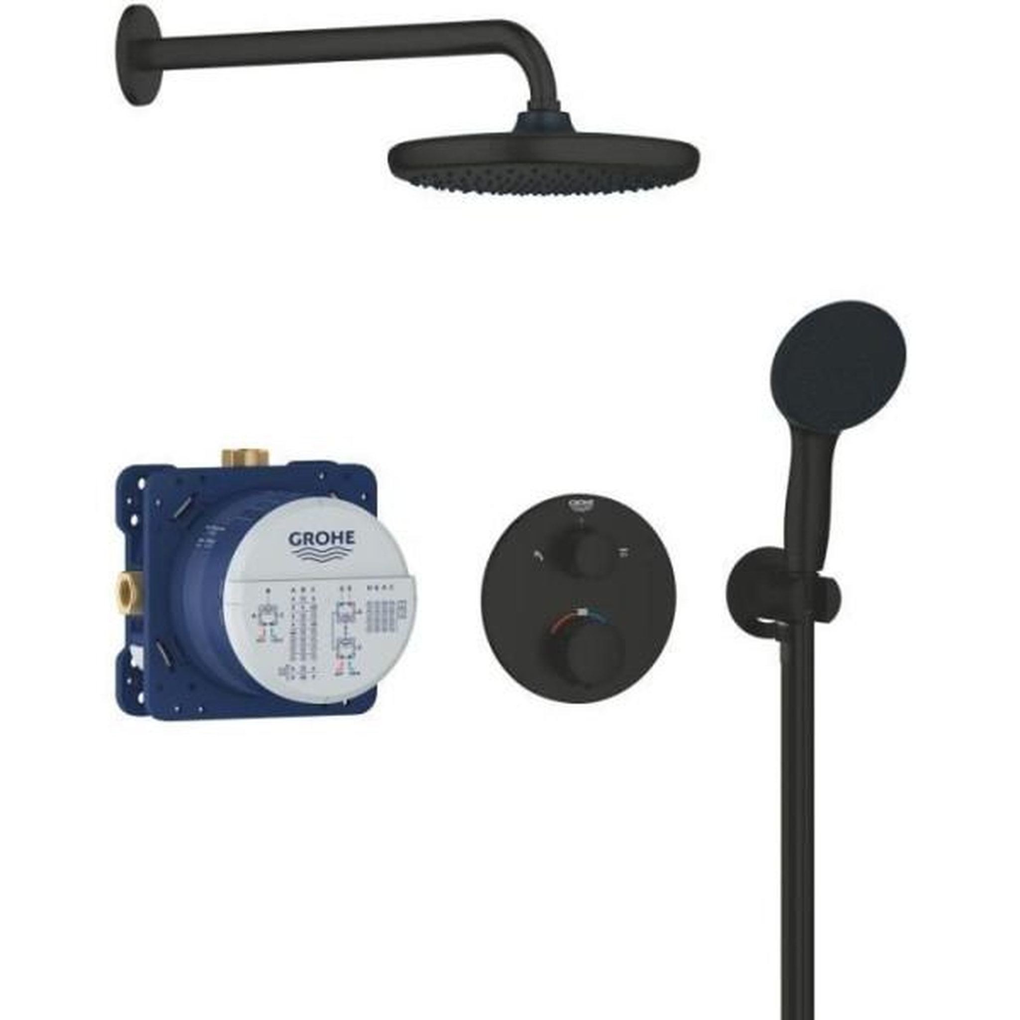 Grohe Ensemble de douche encastré - 1 + 2 jets - mitigeur thermostatique - grohe - 348832430 - noir