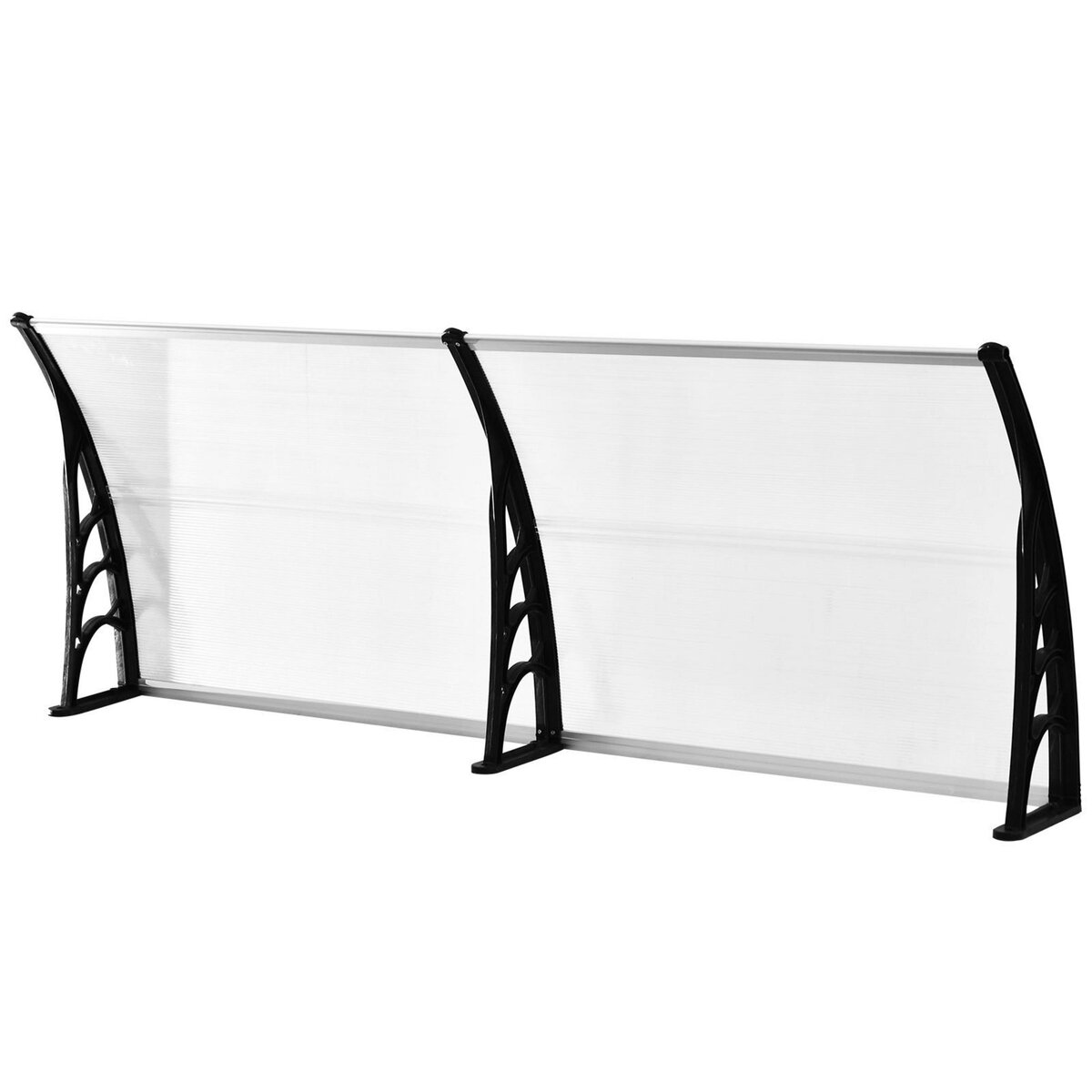 OUTSUNNY Auvent marquise de porte design voûté arrondi dim. 195L x 80l x 23H cm polycarbonate plastique