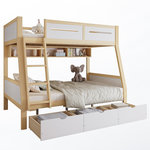 MERAX Lit superposé 120x200(90x200)cm coloris naturel+blanc pin et mdf