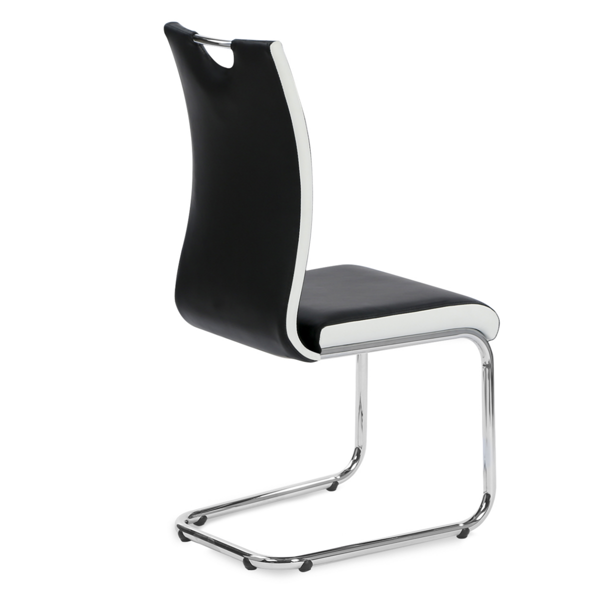ID MARKET Lot de 4 chaises PIA noires et blanches pour salle à manger