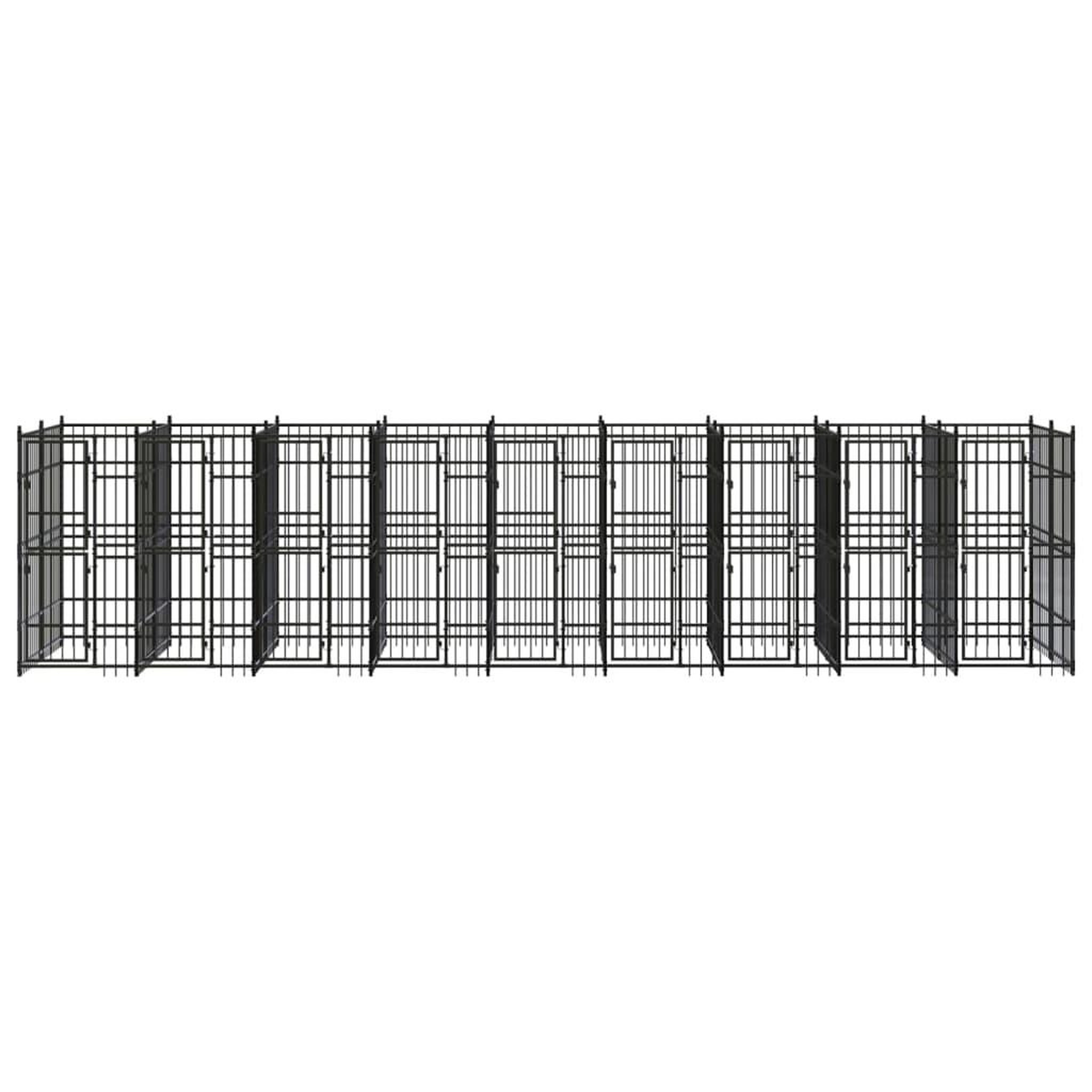 Voir la diapositive 2 : VIDAXL Chenil d'exterieur pour chiens Acier 16,59 m²
