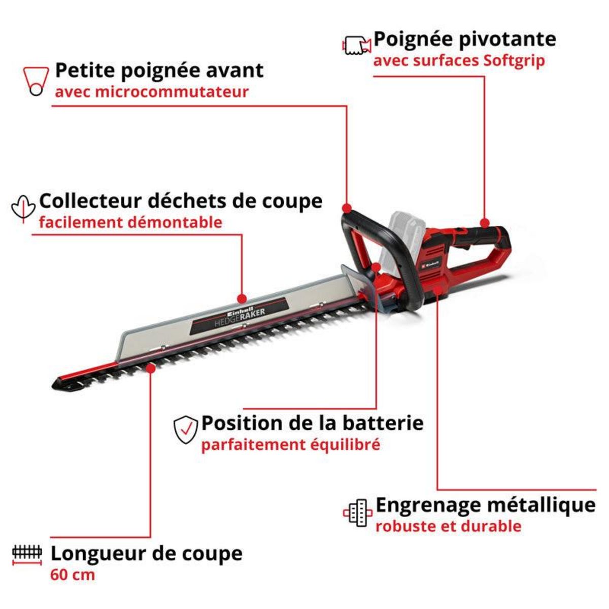 Einhell Taille-Haies sans fil GE-CH 18/60 Li - Solo