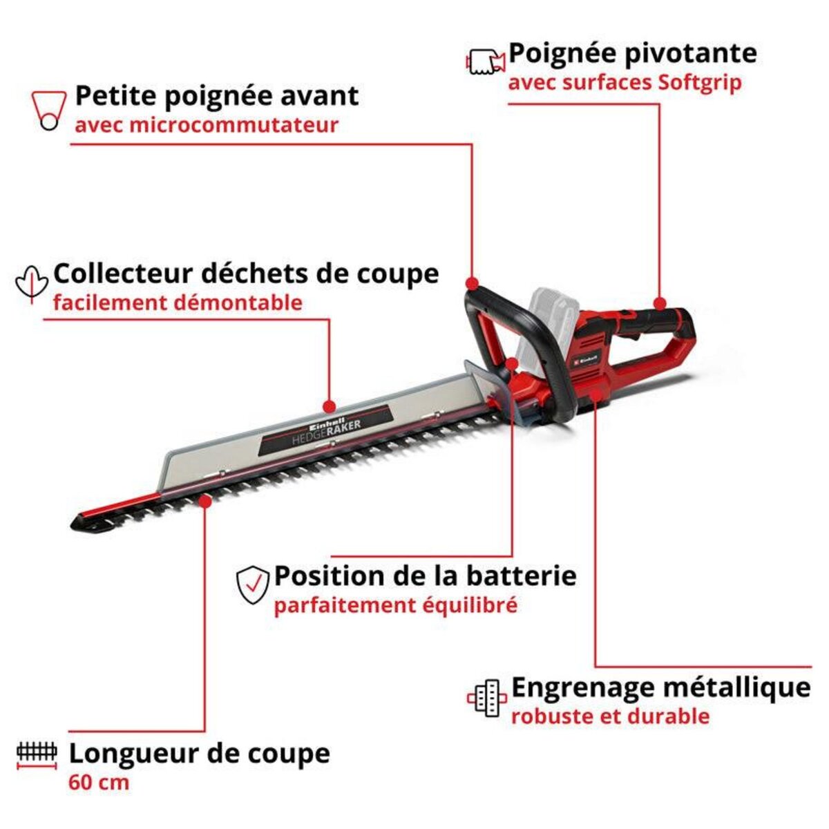 Einhell Taille-Haies sans fil GE-CH 18/60 Li - Solo