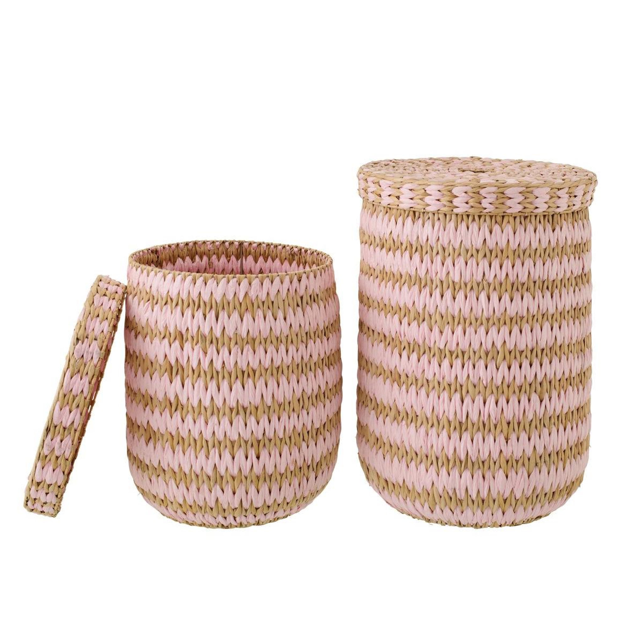 Voir la diapositive 6 : J-LINE Lot de 2 paniers de rangement  carson  60cm naturel & rose
