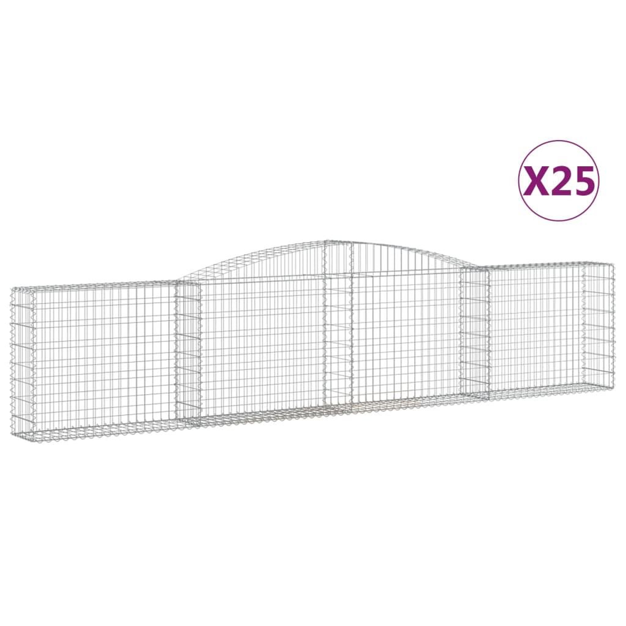 Voir la diapositive 2 : VIDAXL Paniers a gabions arques 25 pcs 400x30x80/100 cm Fer galvanise