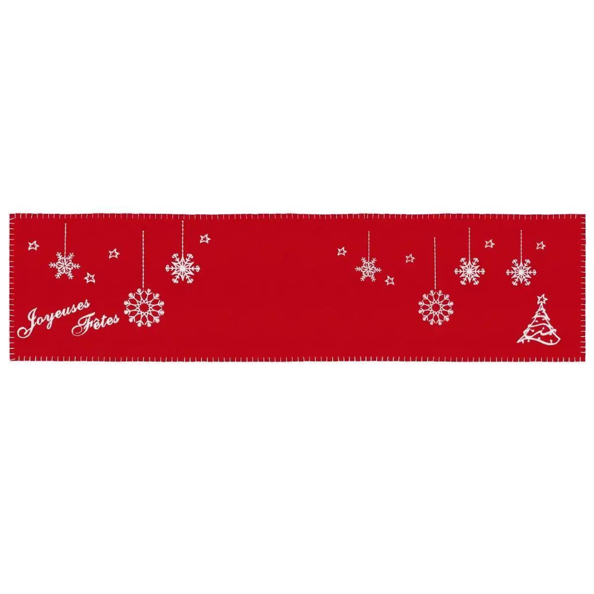 Voir la diapositive 1 : ATMOSPHERA Chemin de table noël  feutrine  30x120cm rouge
