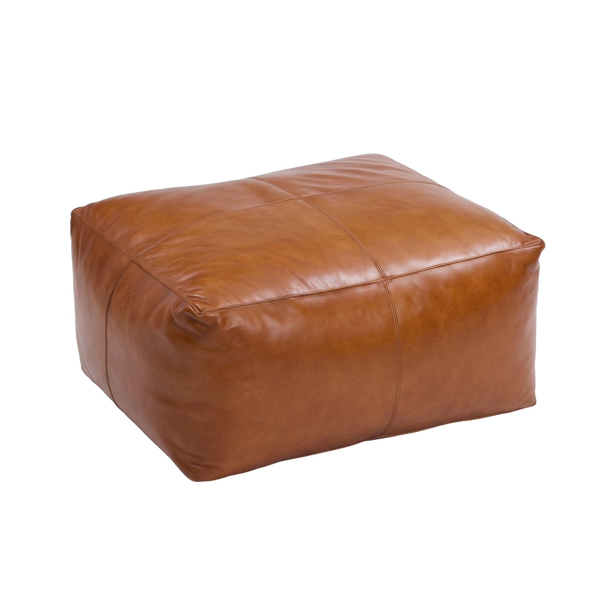 MAISON PAVANE Pouf rectangulaire en cuir de buffle marron-Augustin