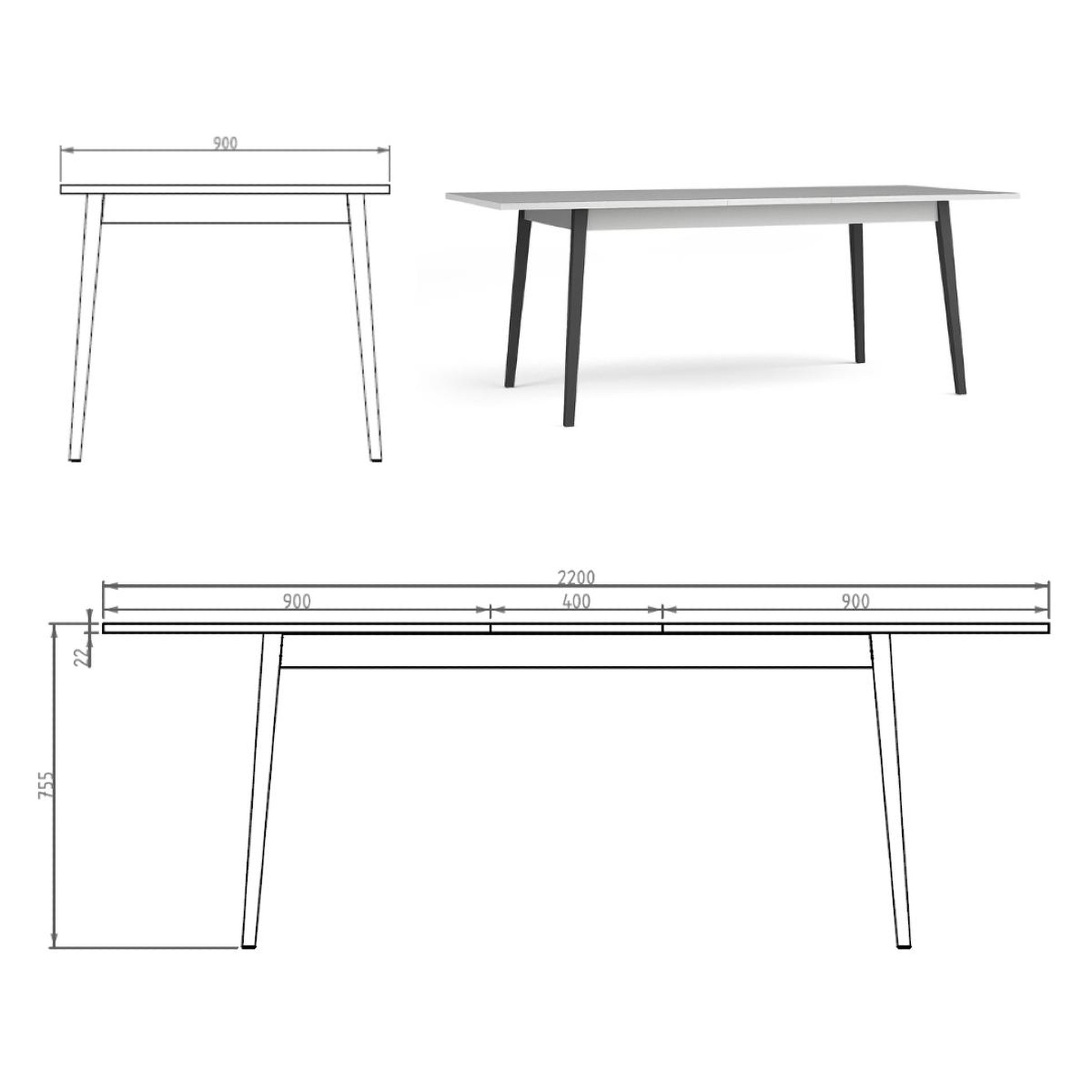 Voir la diapositive 4 : JLC KREATION Table à manger moderne extensible grise 180cm simy