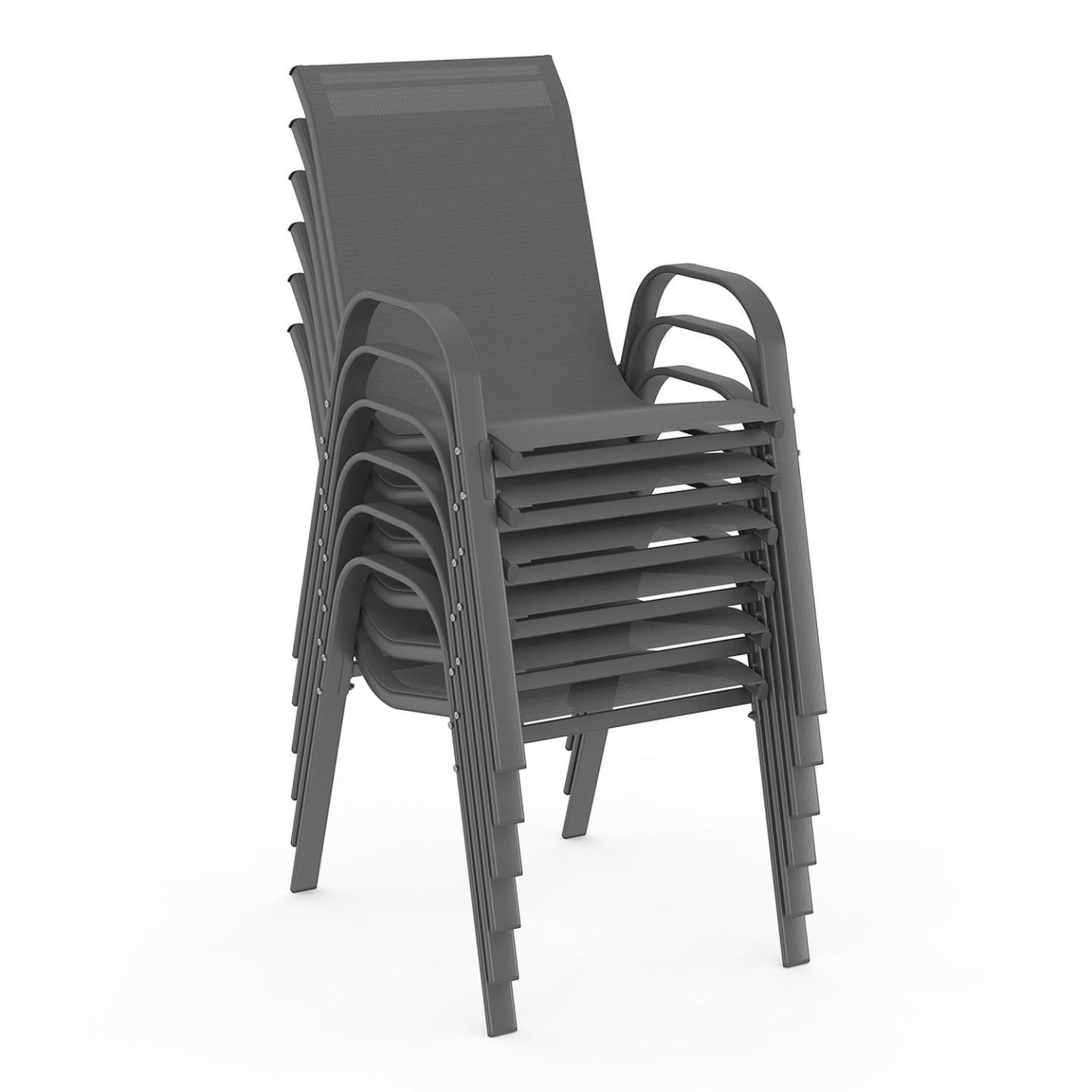 Voir la diapositive 5 : ID MARKET Salon de jardin madrid table extensible 135-270 cm et 12 chaises empilables gris anthracite
