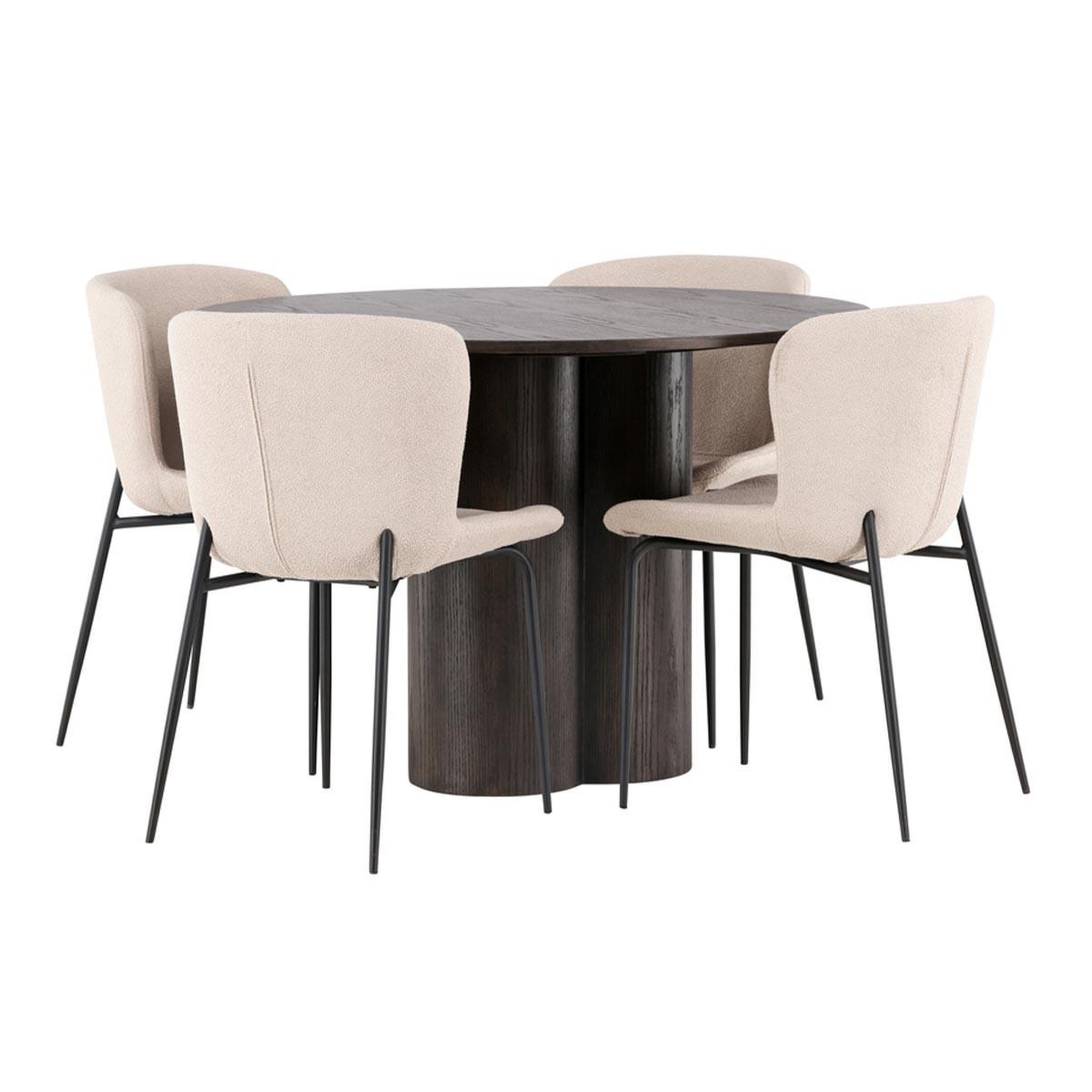Paris Prix Ensemble table à manger & 4 chaises  olivia & modesto  110cm moka & beige