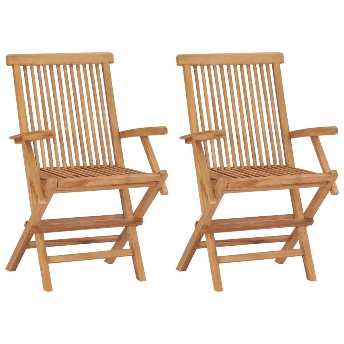 VIDAXL Chaises de jardin avec coussins vert lot de 2 Bois teck massif