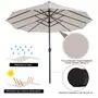 OUTSUNNY Parasol de jardin XXL parasol grande taille 4,6L x 2,7l x 2,4H m ouverture fermeture manivelle acier polyester haute densité crème