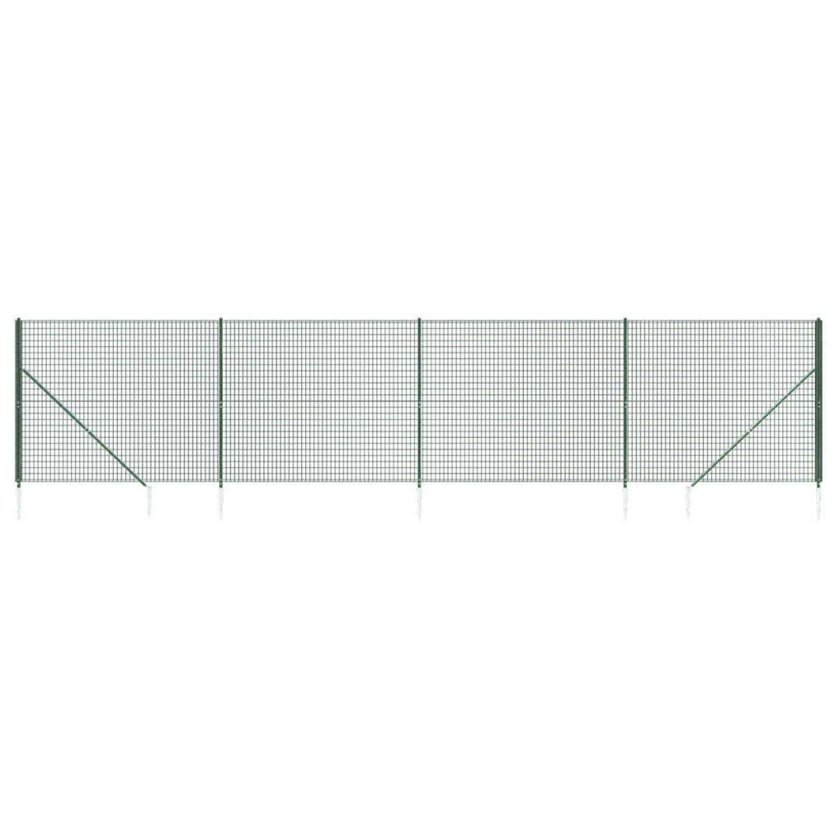 VIDAXL Cloture en treillis metallique et piquet d'ancrage vert 1,4x10m