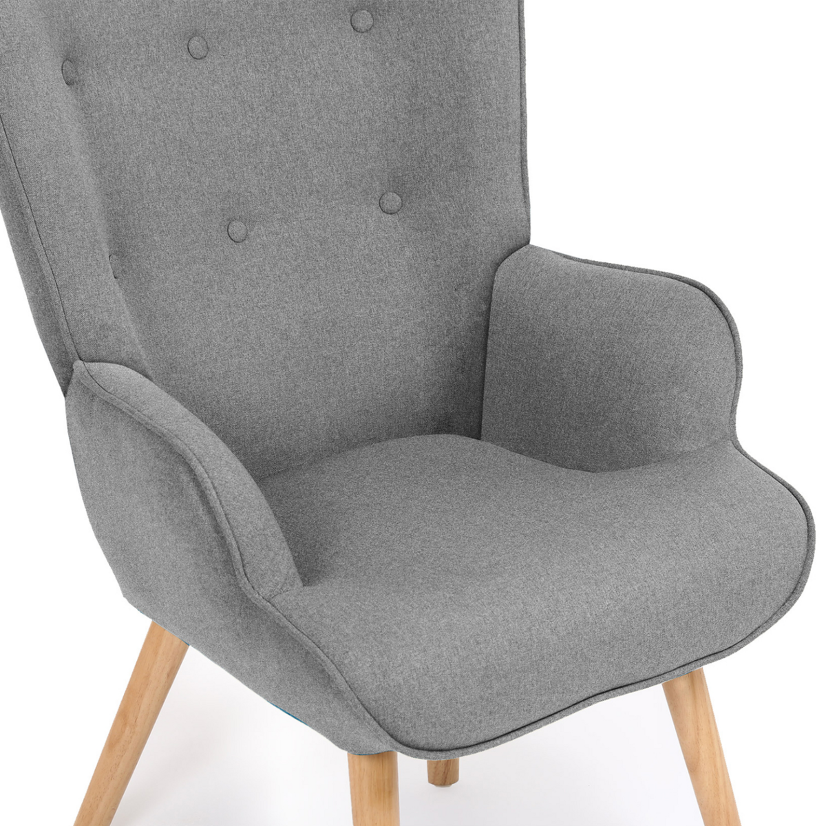 ID MARKET Fauteuil scandinave IVAR en tissu gris clair