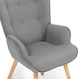 Voir la diapositive 6 : ID MARKET Fauteuil scandinave IVAR en tissu gris clair