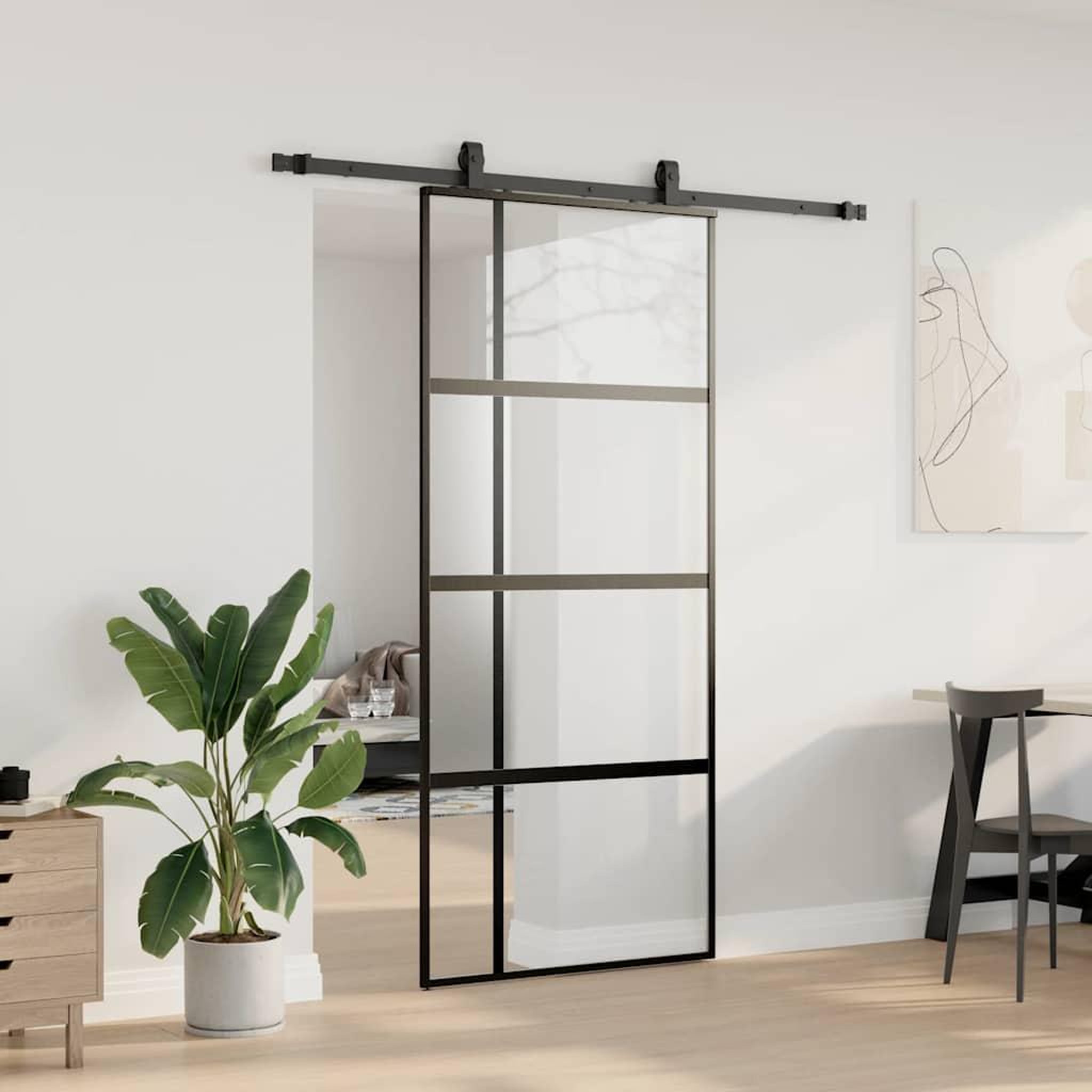 Voir la diapositive 3 : VIDAXL Porte coulissante avec kit de quincaillerie noir 90x205 cm