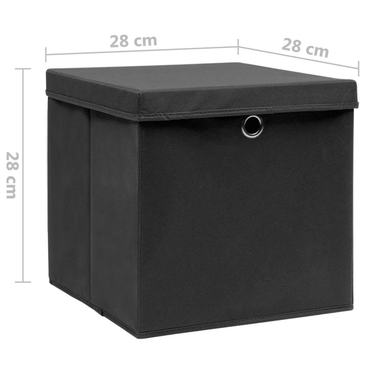 VIDAXL Boîtes de rangement avec couvercles 4 pcs 28x28x28 cm Noir