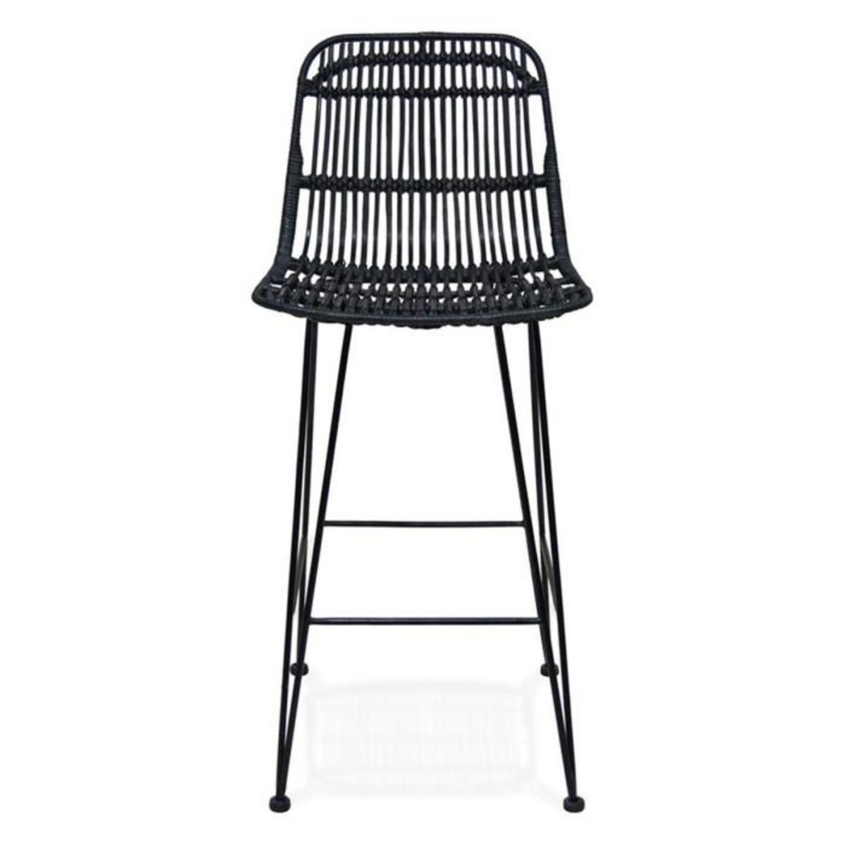 Paris Prix Tabouret de Bar Design en Rotin  Baloin  94cm Noir