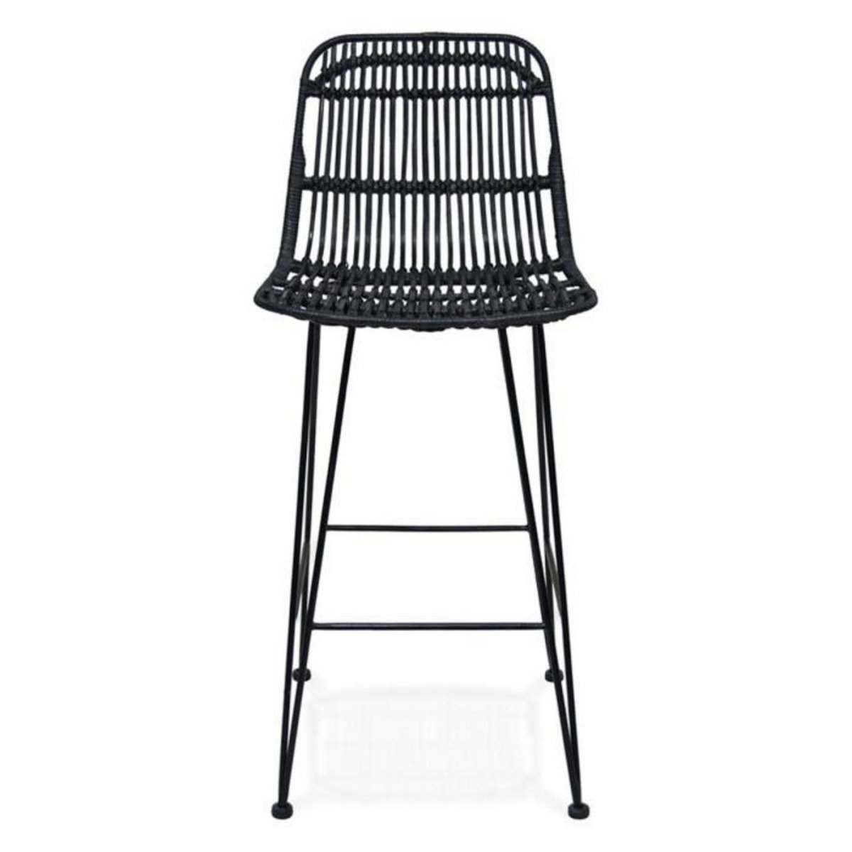 Paris Prix Tabouret de Bar Design en Rotin  Baloin  94cm Noir