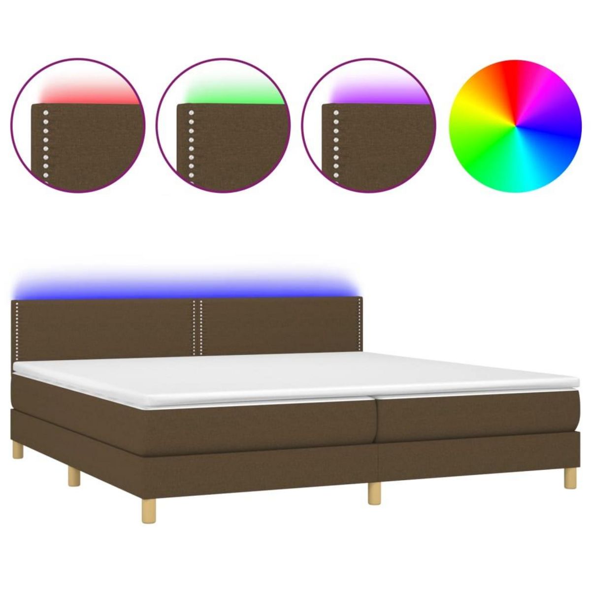 VIDAXL Sommier a lattes de lit matelas et LED Marron fonce 200x200 cm